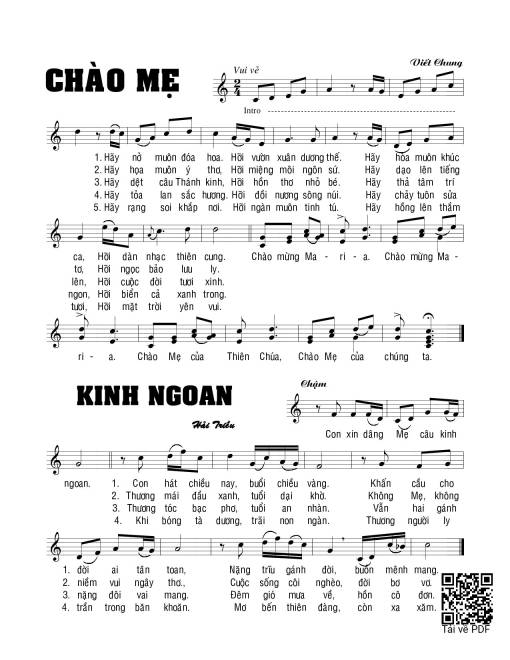 Sheet PDF of Chào Mẹ  - Viết Chung
