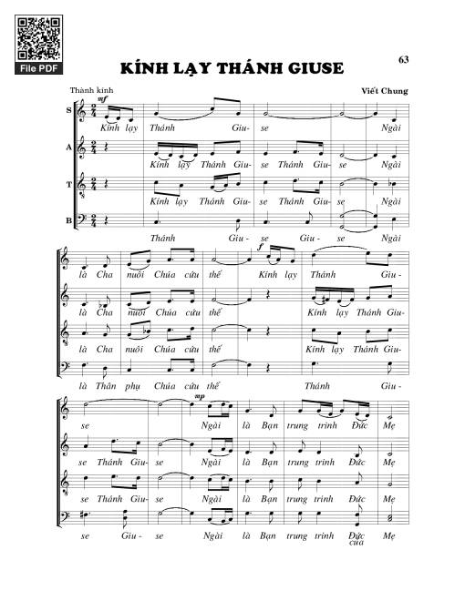 Sheet PDF of Kính lạy thánh Giuse