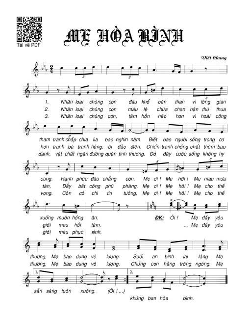 Sheet PDF of Mẹ hòa bình