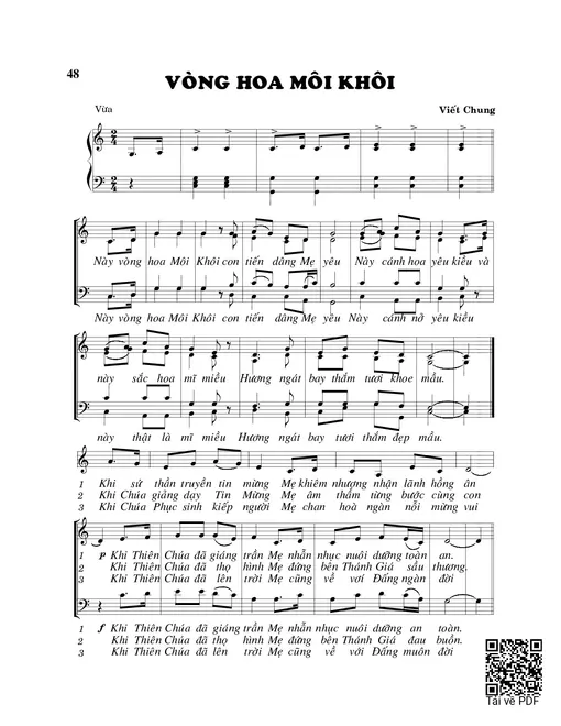 Sheet PDF of Vòng hoa môi khôi