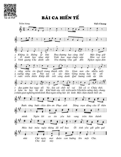 Sheet PDF of Bài ca hiến tế