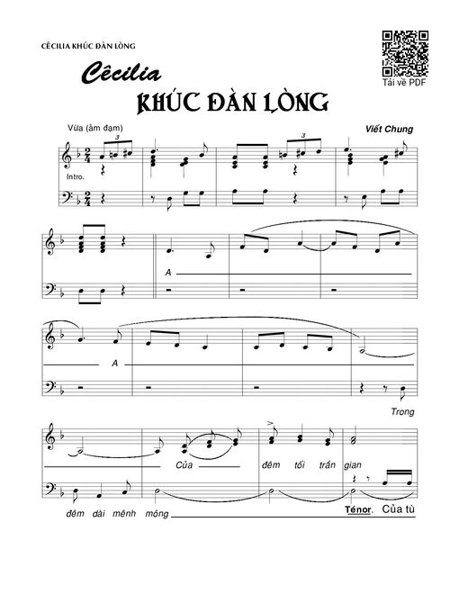 Sheet PDF of Cecilia khúc đàn lòng