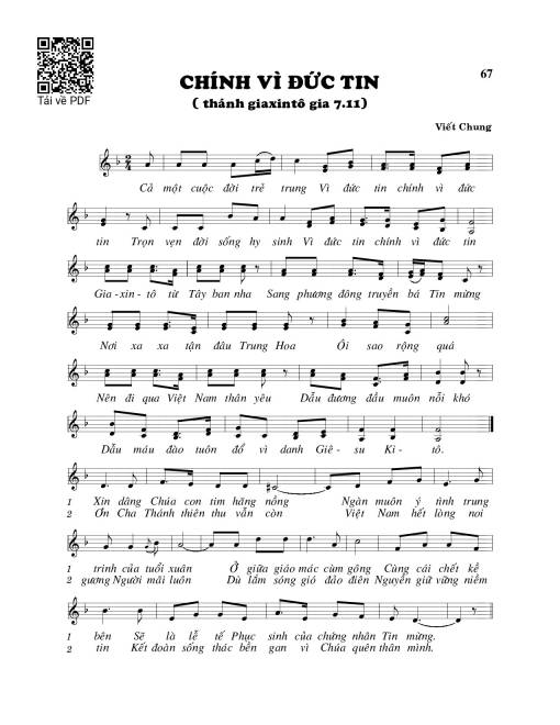 Sheet PDF of Chính vì đức tin