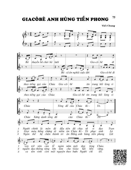 Sheet PDF of Giacobe anh hùng tiên phong