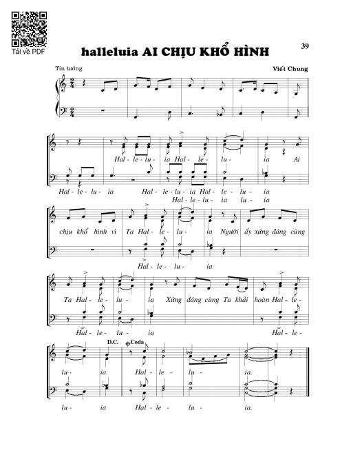 Sheet PDF of Halleluja Ai chịu khổ hình