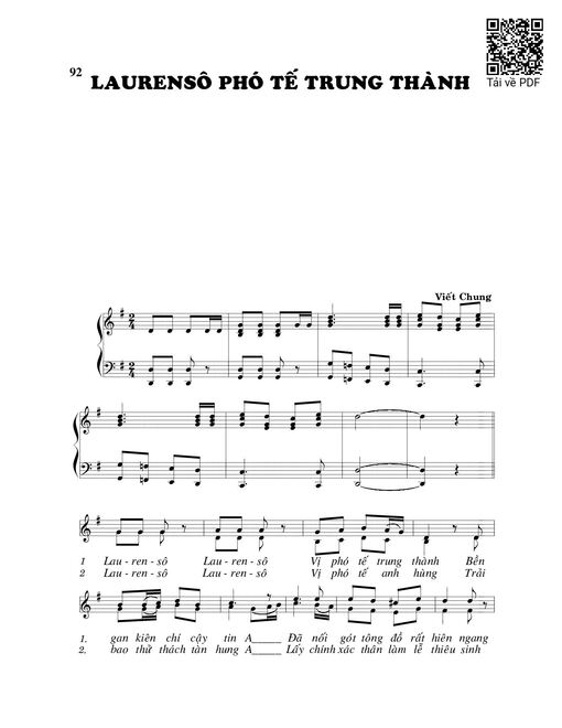Sheet PDF of Laurenso phó tế trung thành