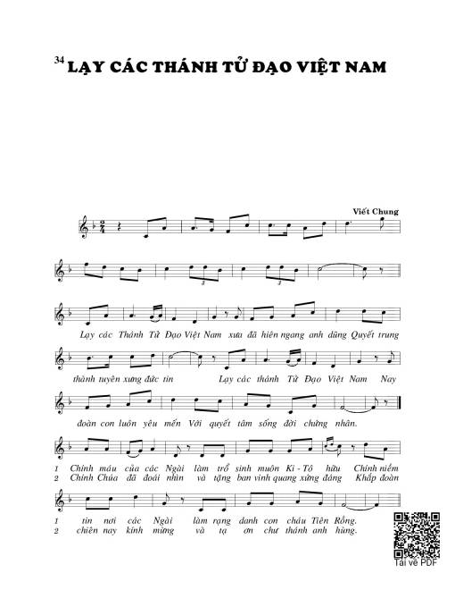 Sheet PDF of Lạy các thánh tử đạo Việt nam