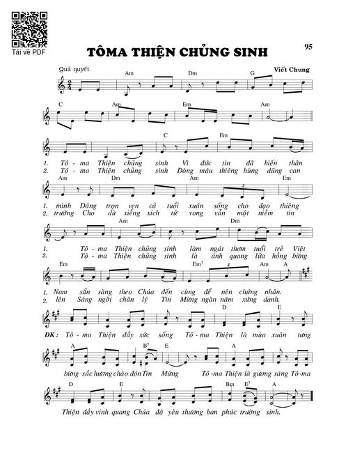 Sheet PDF of Tôma Thiện chủng sinh