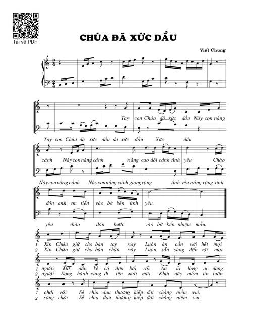 Sheet PDF of Chúa đã xức dầu