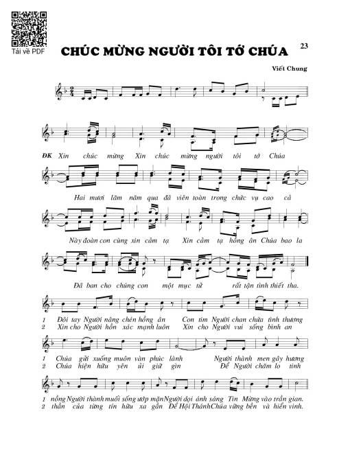 Sheet PDF of Chúc mừng người tôi tớ Chúa