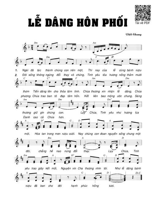 Sheet PDF of Lễ dâng hôn phối