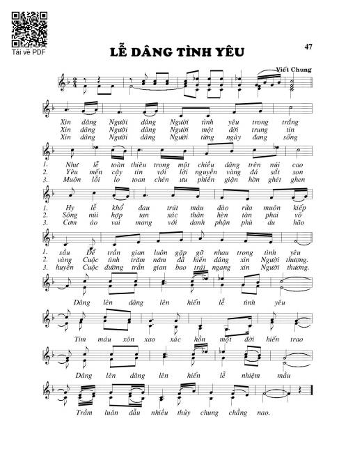 Sheet PDF of Lễ dâng tình yêu