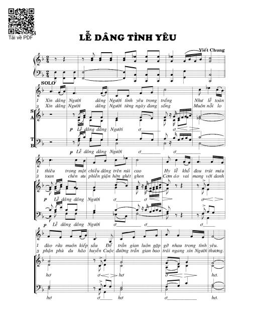 Sheet PDF of Lễ dâng tình yêu 4 bè