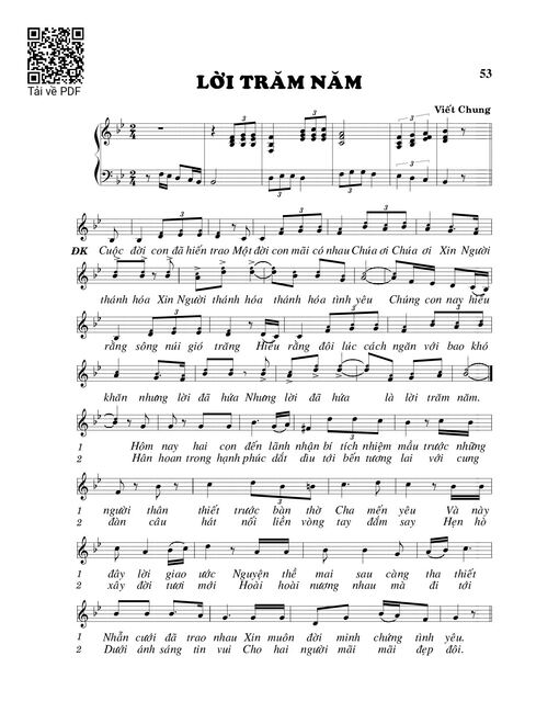 Sheet PDF of Lời trăm năm