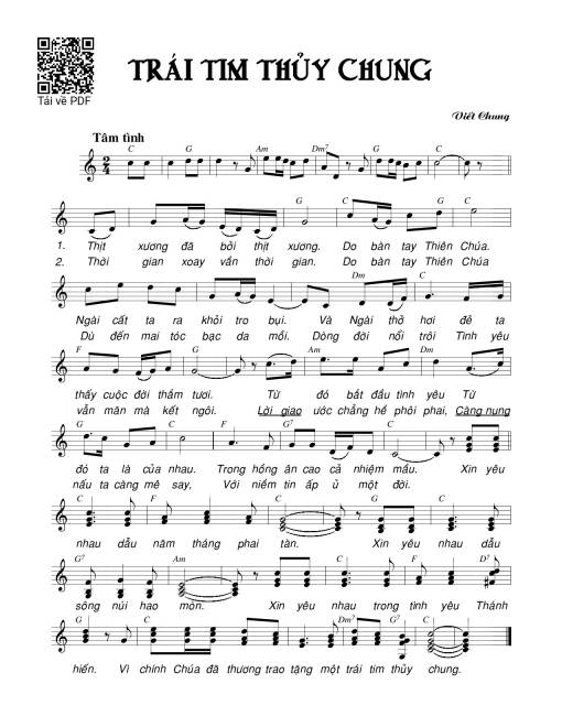 Sheet PDF of Trái tim chung thủy