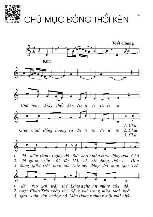 Sheet PDF of Chú mục đồng thổi kèn