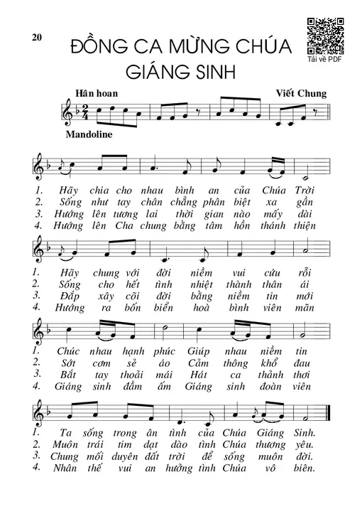 Sheet PDF of Đồng ca mừng Chúa giáng sinh