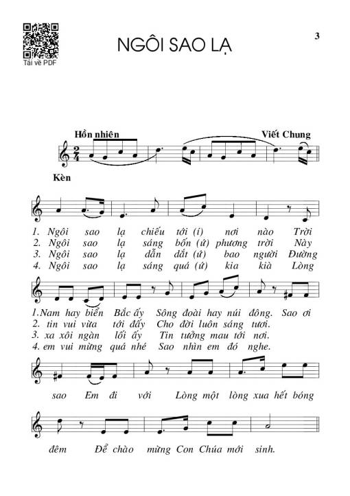 Sheet PDF of Ngôi sao lạ - Viết Chung