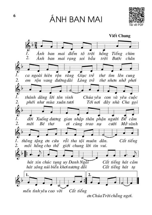 Sheet PDF of Ánh ban mai - Viết Chung