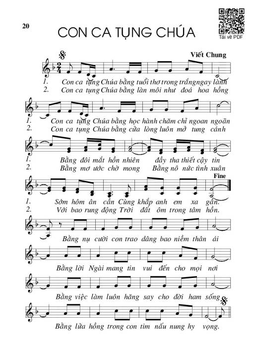 Sheet PDF of Con ca tụng Chúa