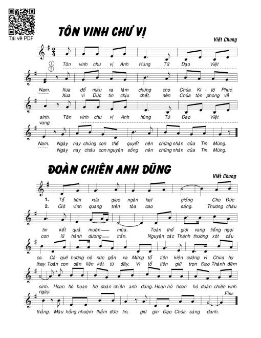 Sheet PDF of Đoàn chiên anh dũng