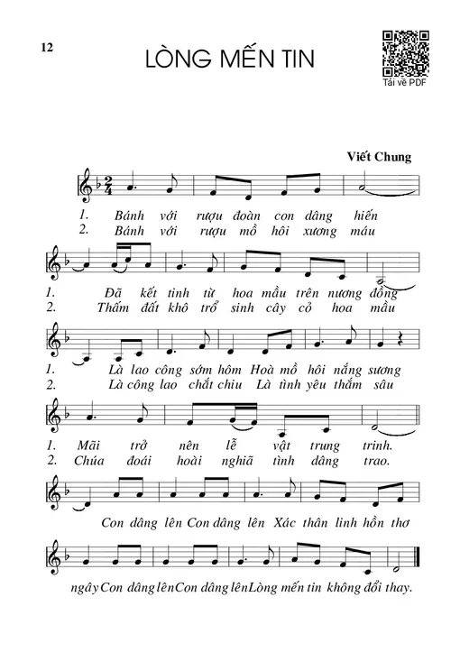 Sheet PDF of Lòng mến tin