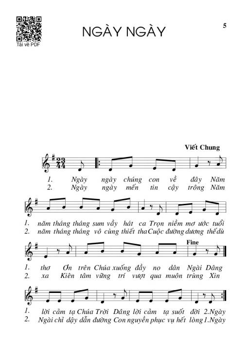 Sheet PDF of Ngày ngày - Viết Chung