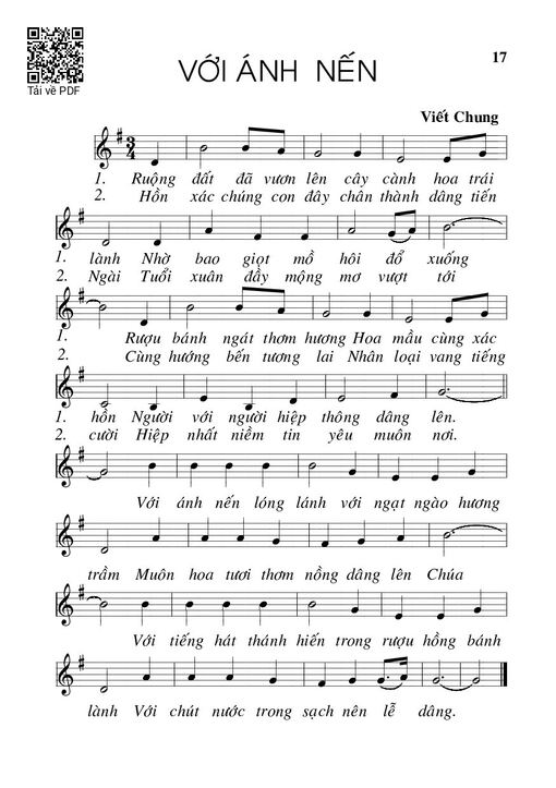 Sheet PDF of Với ánh nến