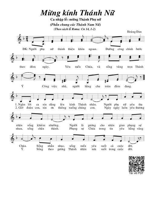 Sheet PDF of Mừng Kính Thánh Nữ