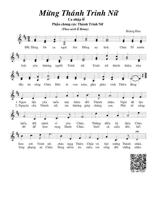 Sheet PDF of Mừng Thánh Trinh Nữ