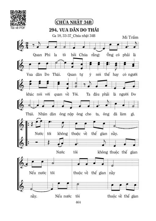 Sheet PDF of Vua Dân Do Thái (Ga. 18)