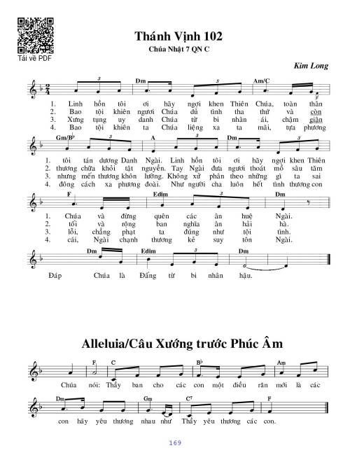 Sheet PDF of Thánh Vịnh 102, Chúa Nhật 7C Thường Niên
