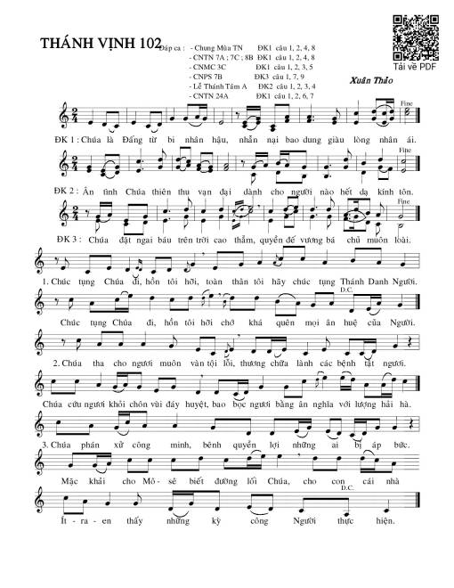 Thánh Vịnh 102, Chúa Nhật 7C Thường Niên