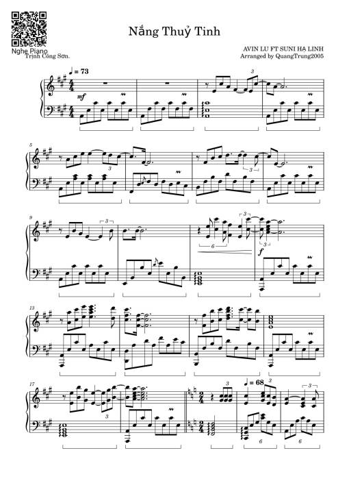 Sheet PDF of Nắng Thuỷ Tinh Sheet Piano