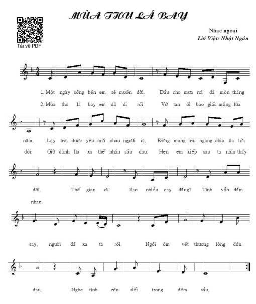 Sheet PDF of Mùa Thu Lá Bay
