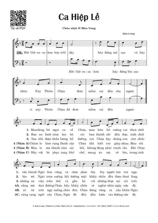 Sheet PDF of Ca Hiệp Lễ 2 Mùa Vọng