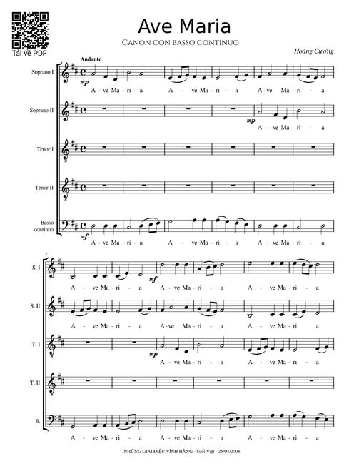 Ave Maria (5 bè) - Hoàng Cương