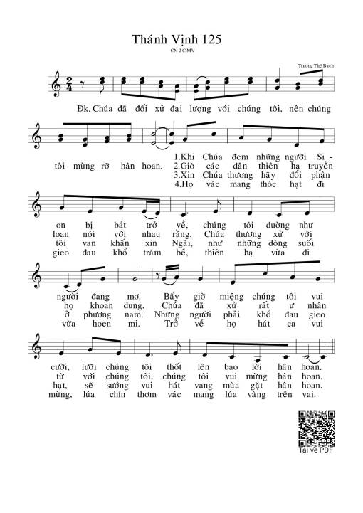 Sheet PDF of Thánh Vịnh 125, Chúa Nhật 2C Mùa Vọng