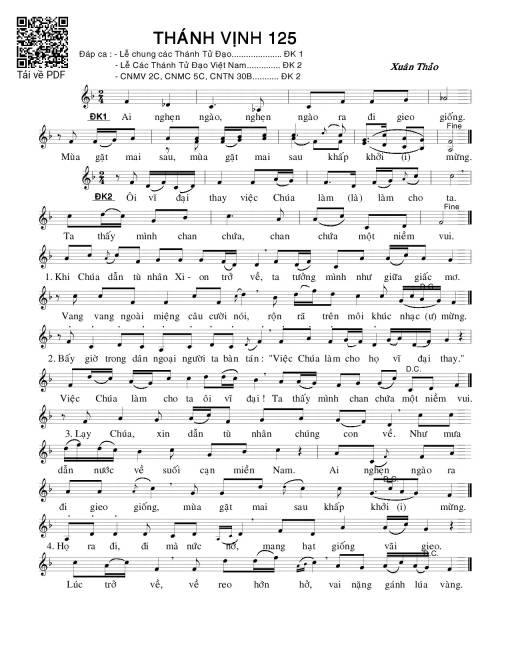 Thánh Vịnh 125, Chúa Nhật 2C Mùa Vọng