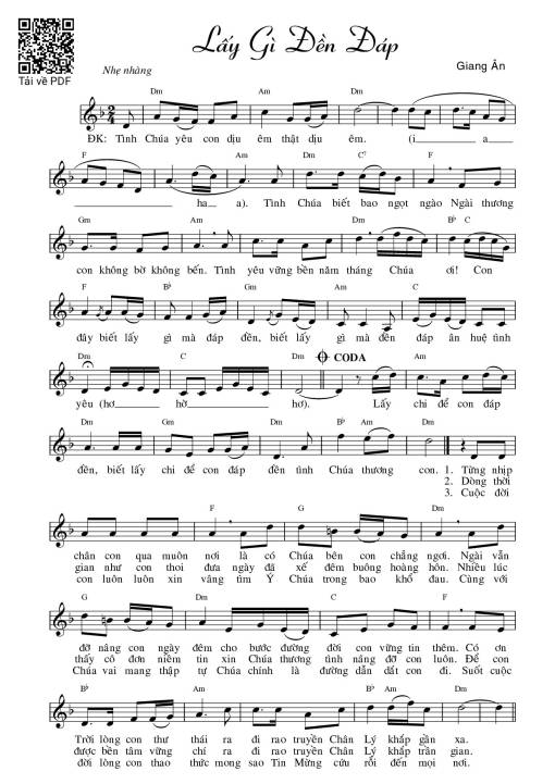 Sheet PDF of Lấy Gì Đền Đáp