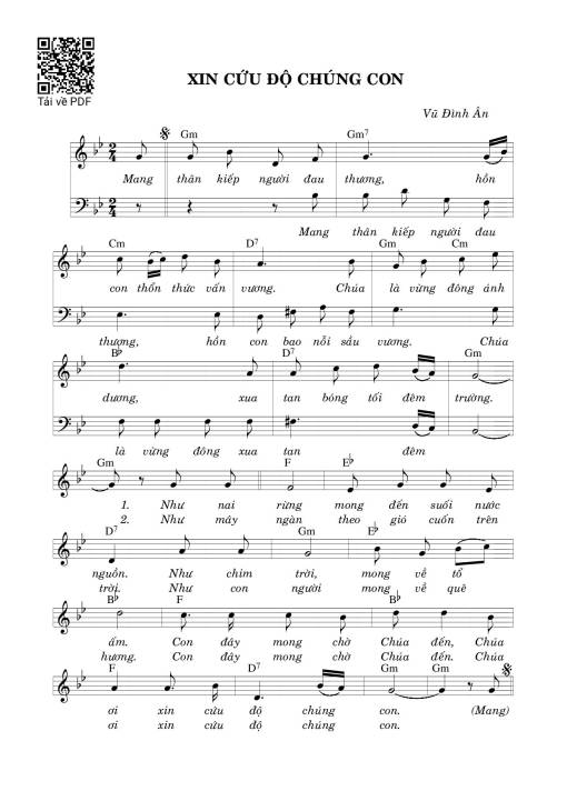 Sheet PDF of Xin Cứu Độ Chúng Con