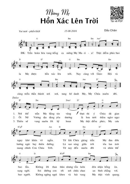 Sheet PDF of Mừng Mẹ hồn xác lên trời&nbsp;