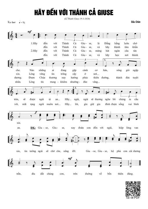 Sheet PDF of Hãy đến với Thánh Giuse&nbsp;