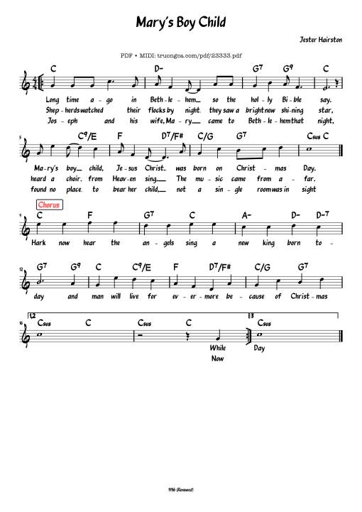 Mary's Boy Child (Này một hài nhi Vừa sinh ra đời)