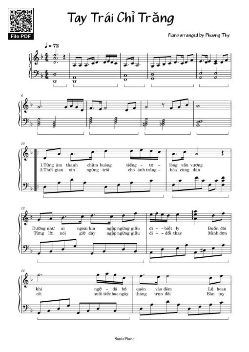 Sheet PDF of Tay Trái Chỉ Trăng Sheet Piano