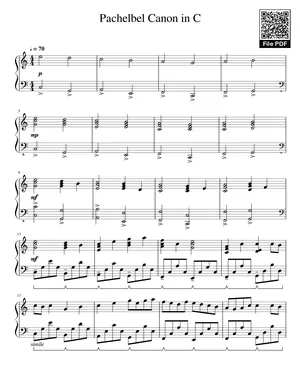 Pachelbel Canon in C Sheet Piano