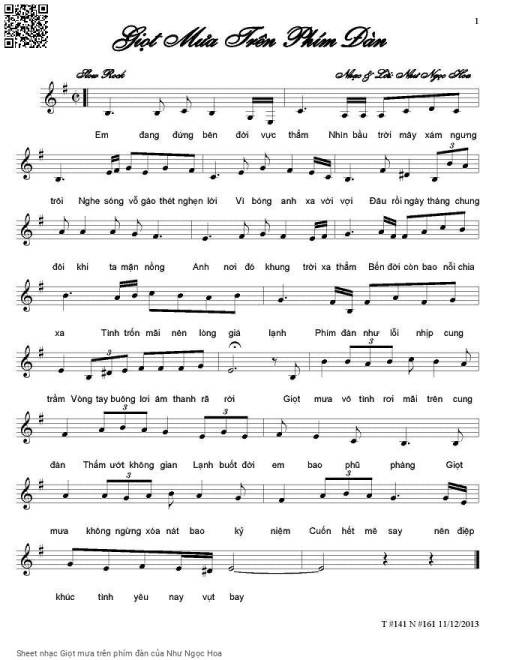 Sheet PDF of Giọt mưa trên phím đàn