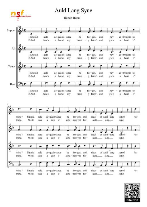 Auld Lang Syne (SATB)