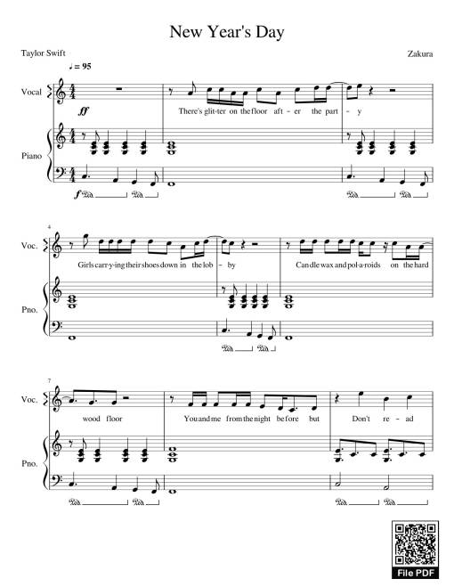 Sheet PDF of New Year's Day Sheet Piano