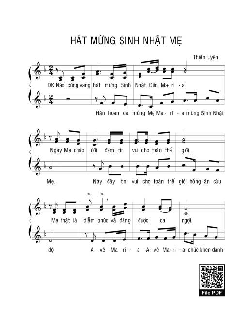 Sheet PDF of Hát Mừng Sinh Nhật Mẹ